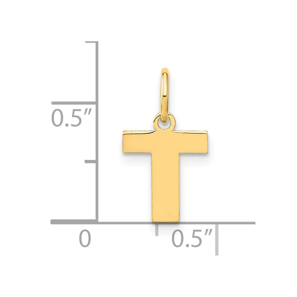 14k Yellow Gold Letter T Initial Pendant for Women