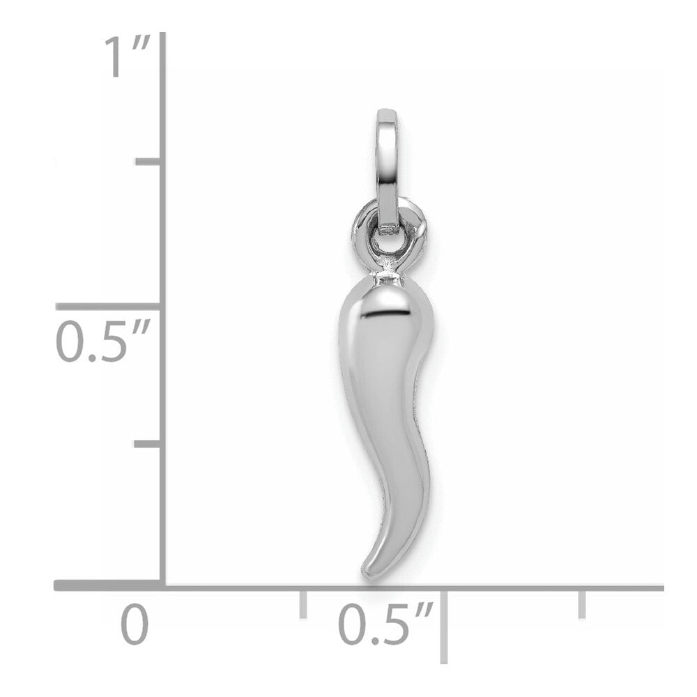 14k White Gold Hollow Italian Horn Charm Pendant for Women