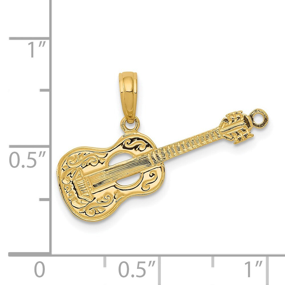 14k Yellow Gold Guitar Pendant for Women