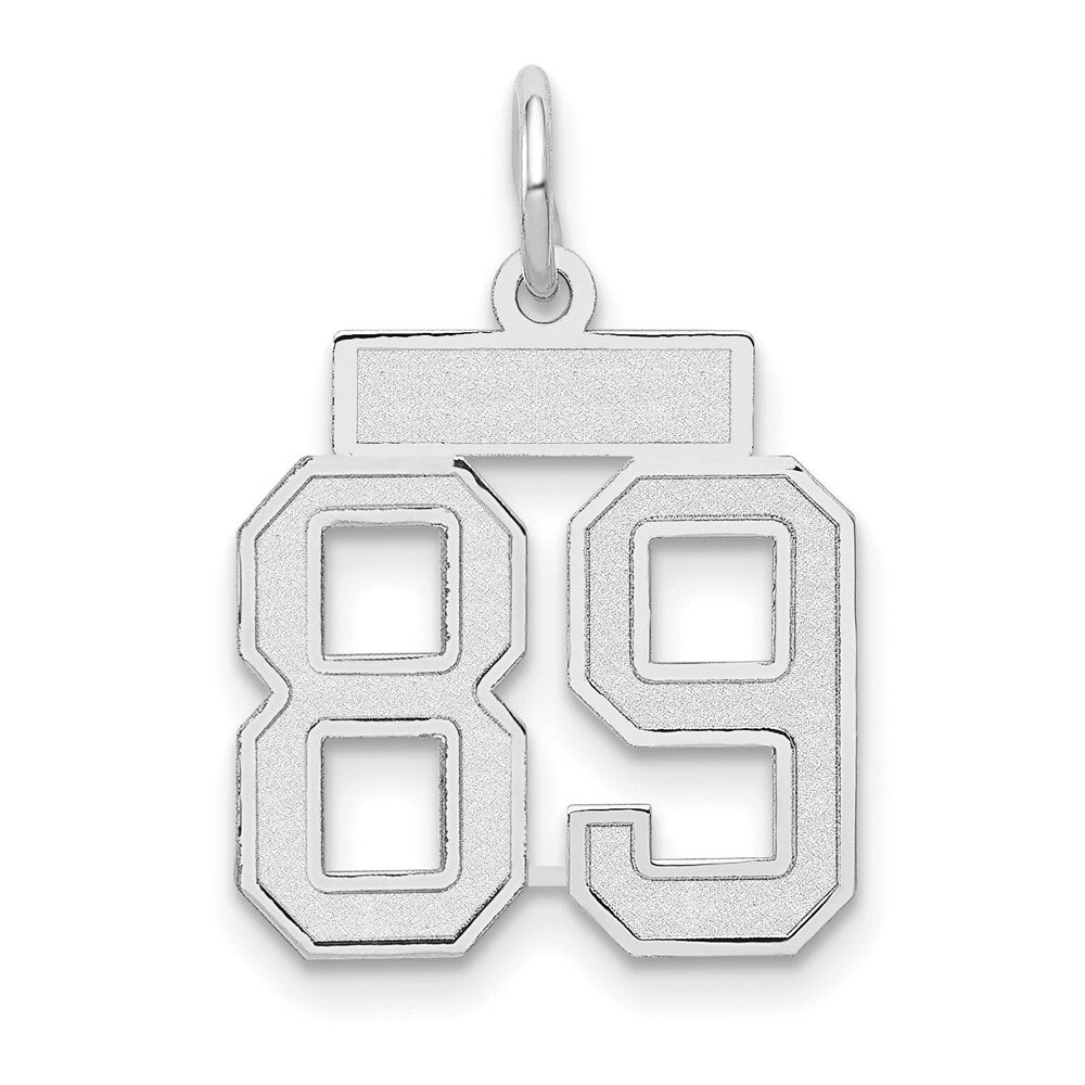 14k White Gold Small Satin Number 89 Charm Pendant for Women