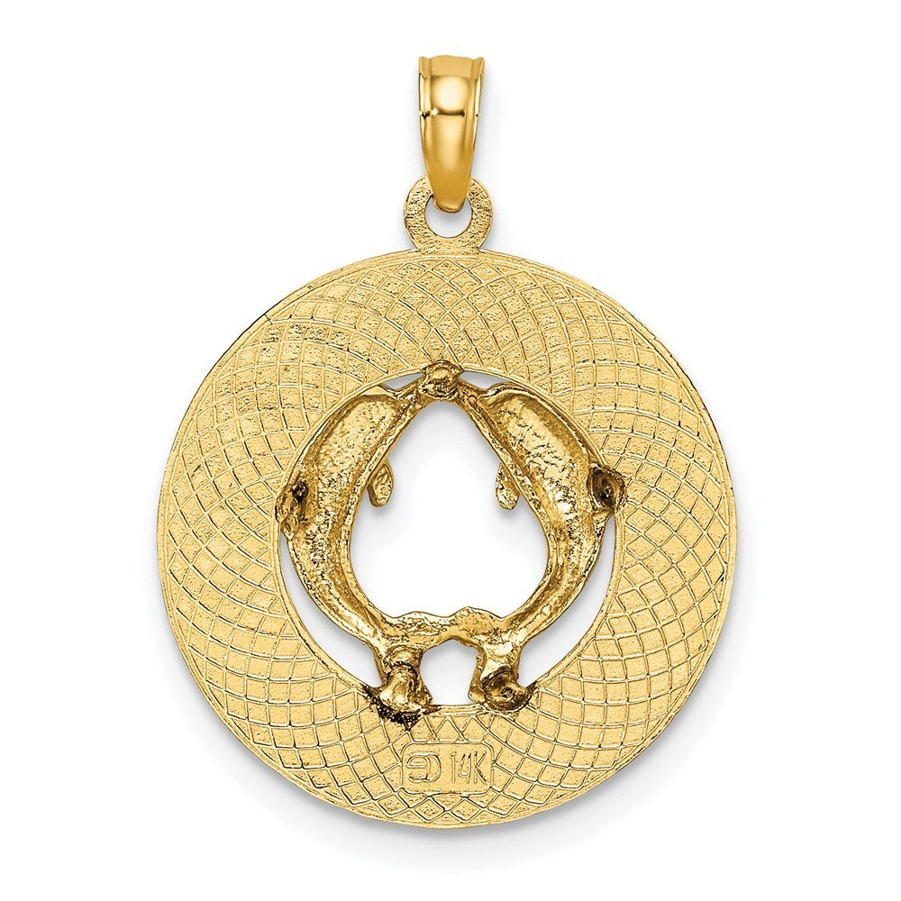 14k Yellow Gold KENNEBUNKPORT ME Dolphins Charm Pendant for Women