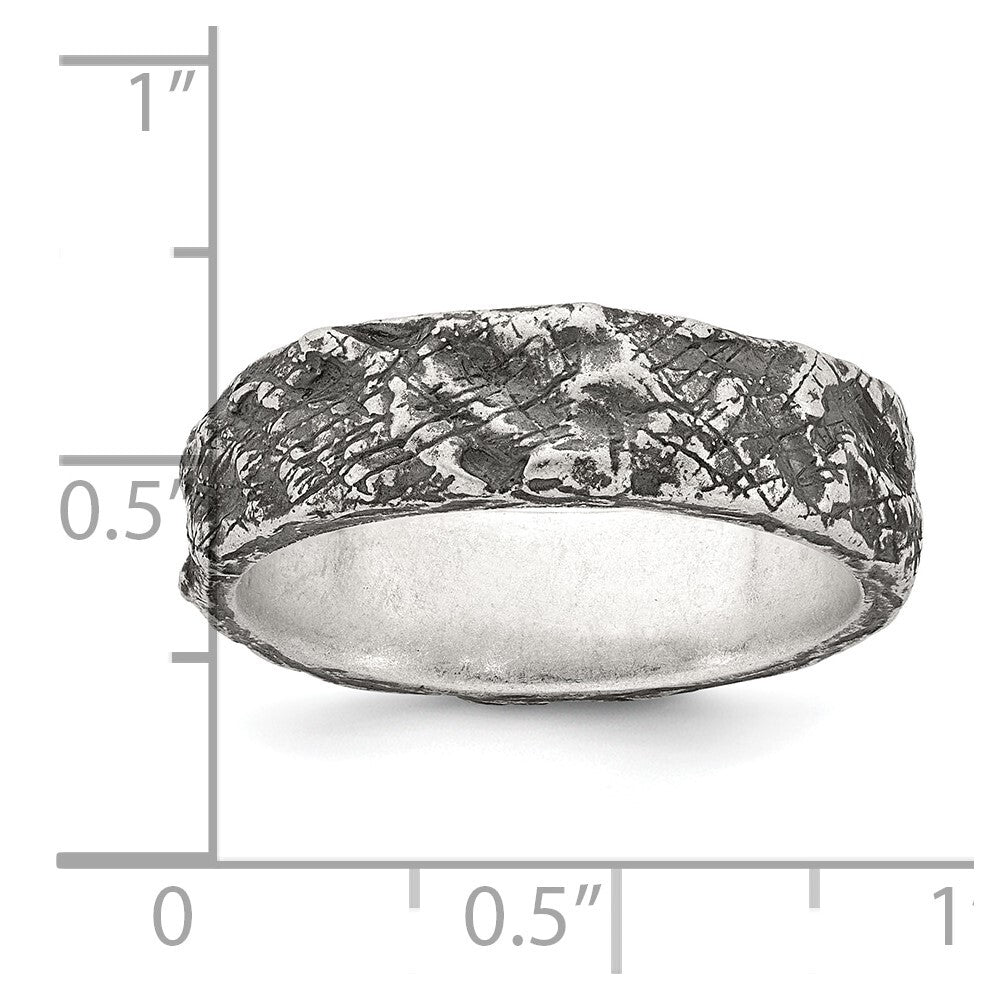 Sterling Silver Antiqued and Textured Men's Ring Size 10