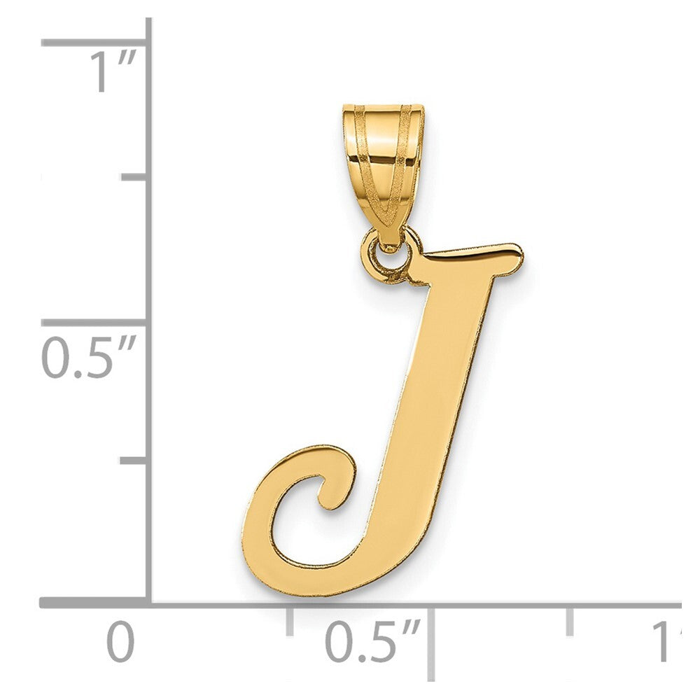 14k Yellow Gold Polished Letter J Initial Pendant for Women