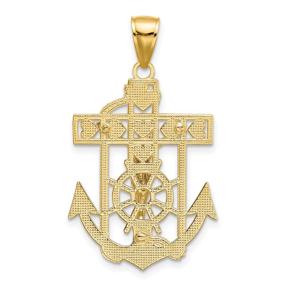 14k Two-tone Gold Mariner's Crucifix Pendant for Women