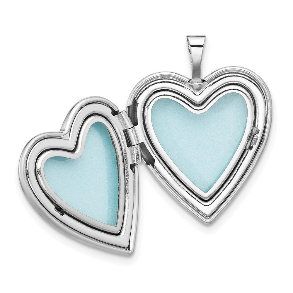 Sterling Silver Rh-plate Polish Satin Epoxy 20mm I Love You Rose Locket