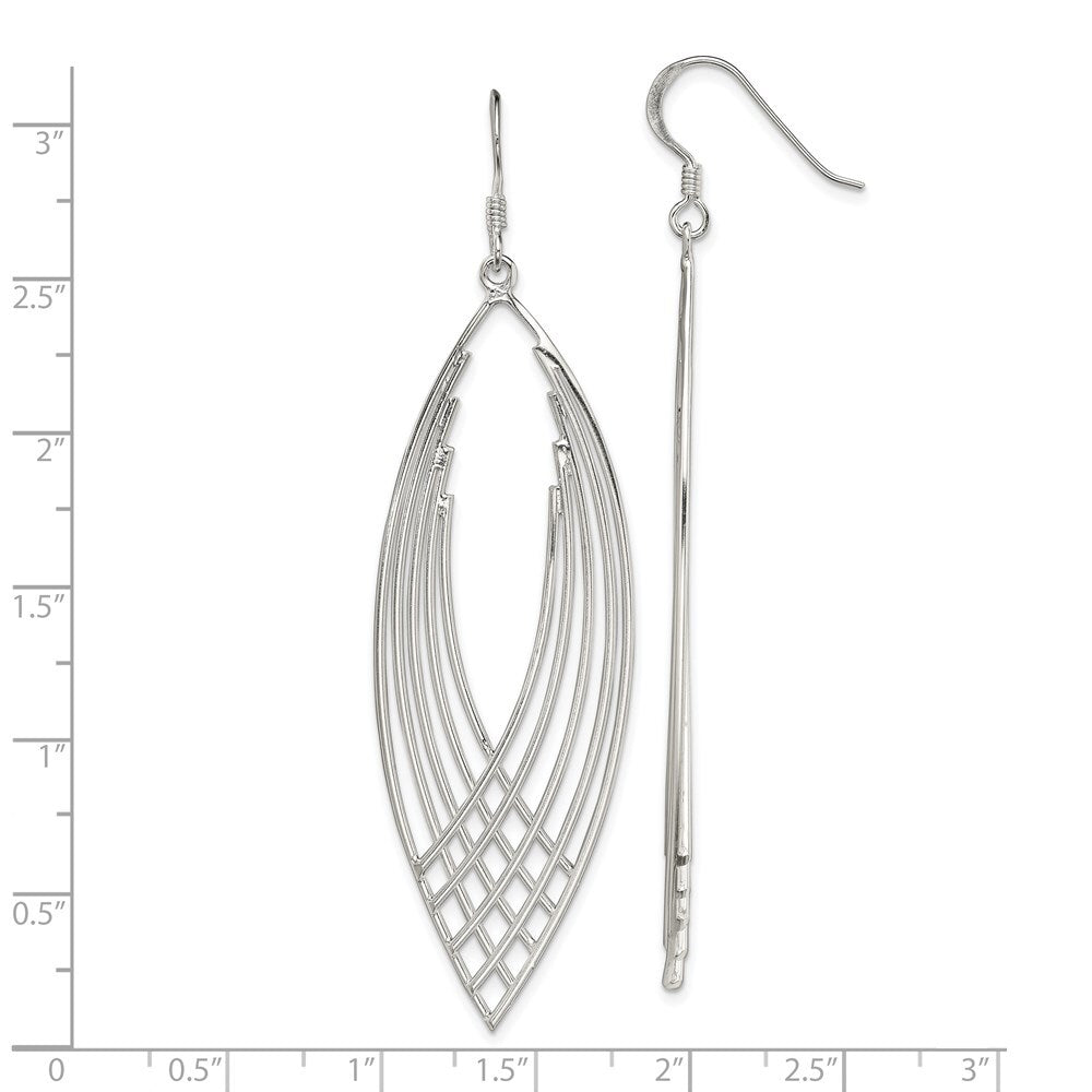 Sterling Silver Polished Fancy Dangle Shepherd Hook Earrings