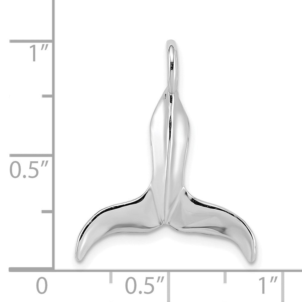 14k White Gold 3-D Polished Whale Tail Charm Pendant for Women