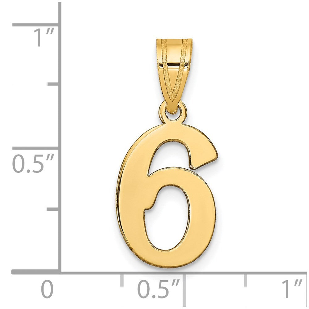 14k Yellow Gold Polished Number 6 Pendant