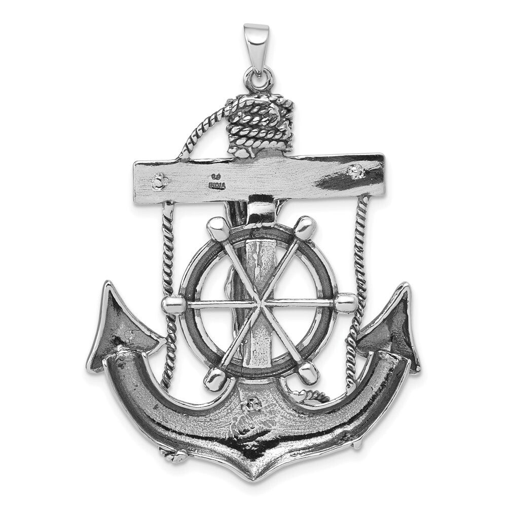 Sterling Silver Antiqued Mariner Cross Pendant Holiday Gift for Women