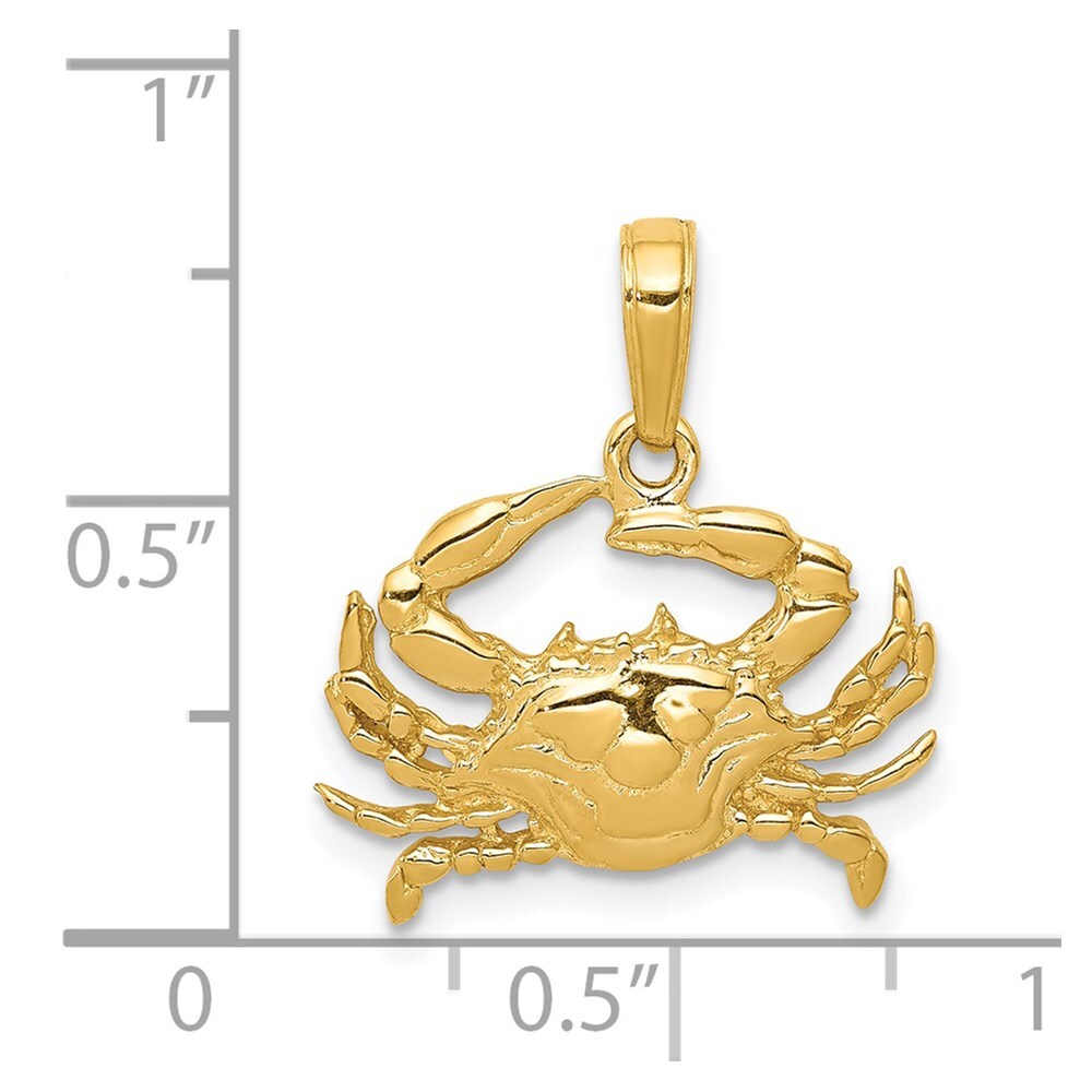 14k Yellow Gold Blue Crab Pendant for Women