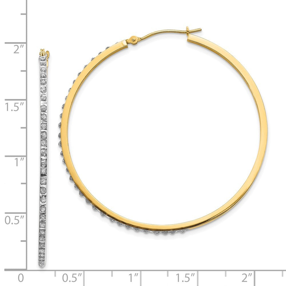 14k Yellow Gold Diamond Fascination Large Round Hinged Hoop Earrings