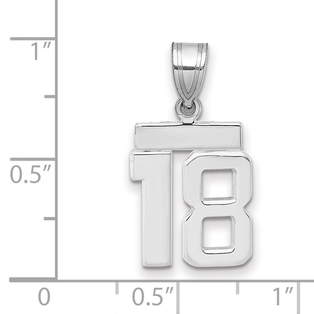 14k White Gold Small Polished Number 18 Charm Pendant