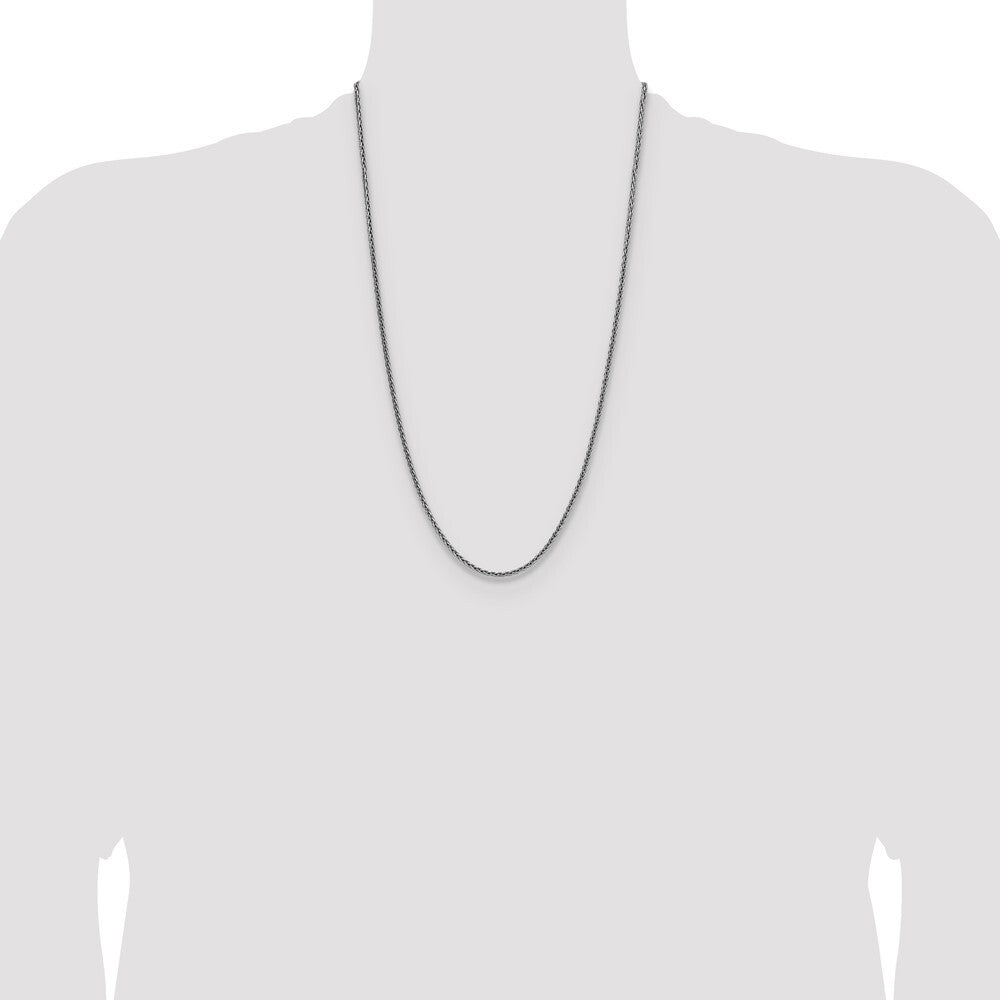 Sterling Silver Rhodium-plated 2.5mm Diamond-cut Square Spiga Chain