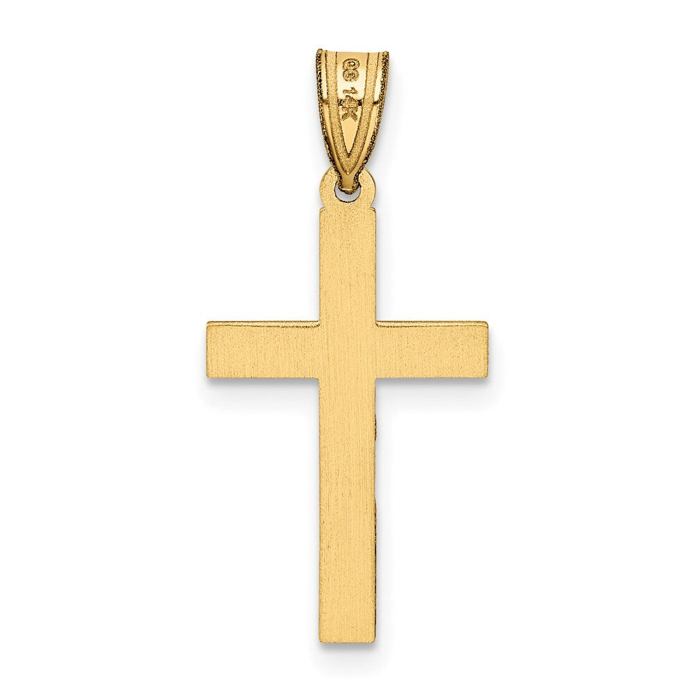 14k Yellow Gold Florentine Satin Cross Pendant for Women