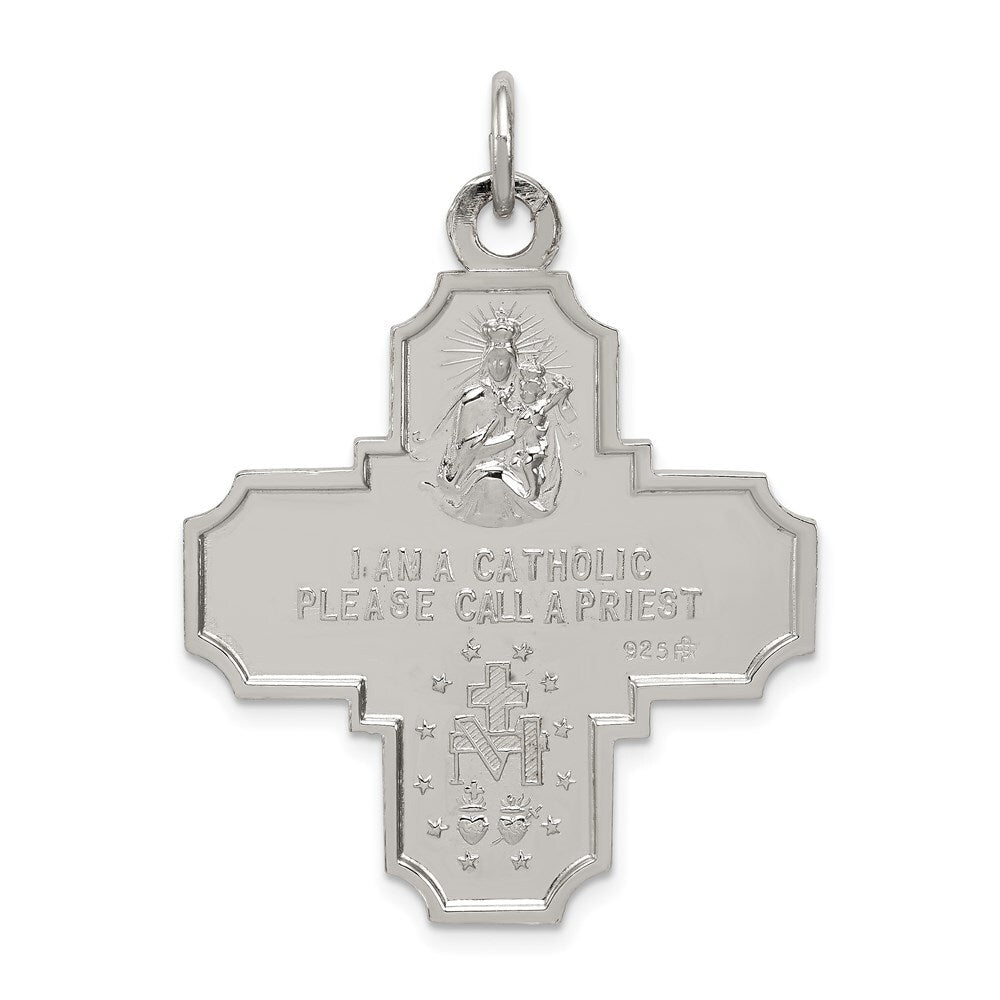 Sterling Silver 4-way Reversible Medal Pendant Holiday Gift for Women