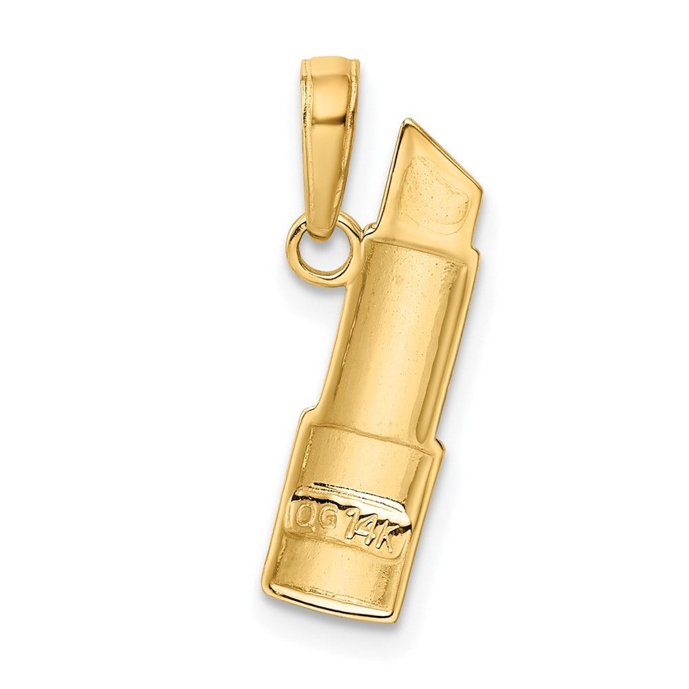 14k Yellow Gold and Rhodium Enameled Lipstick Charm