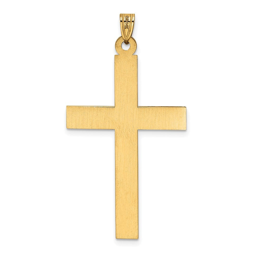 14k Yellow Gold Laser Etched Cross Charm Pendant for Women