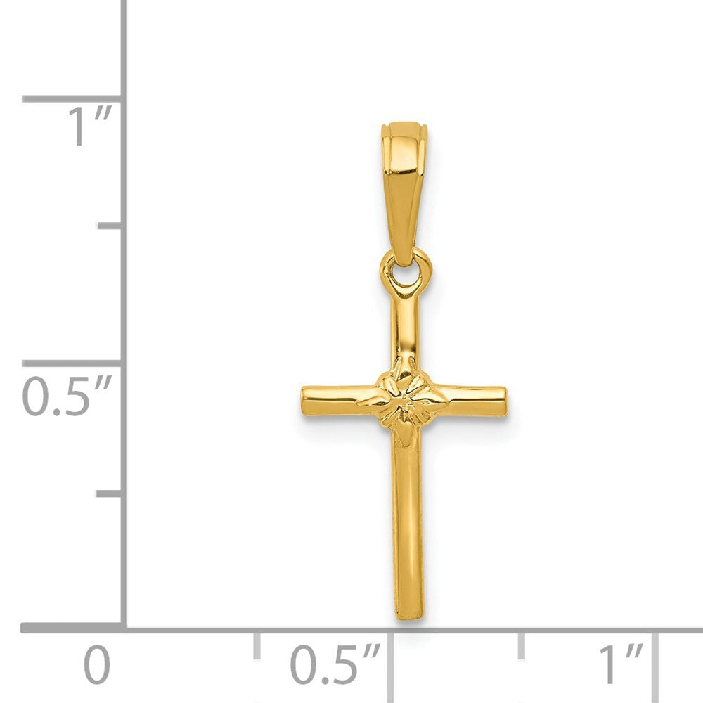 14k Yellow Gold Polished Cross Charm Pendant for Women