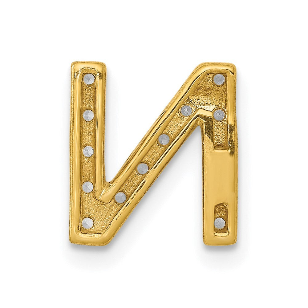 14k Yellow Gold Diamond Letter N Initial Charm