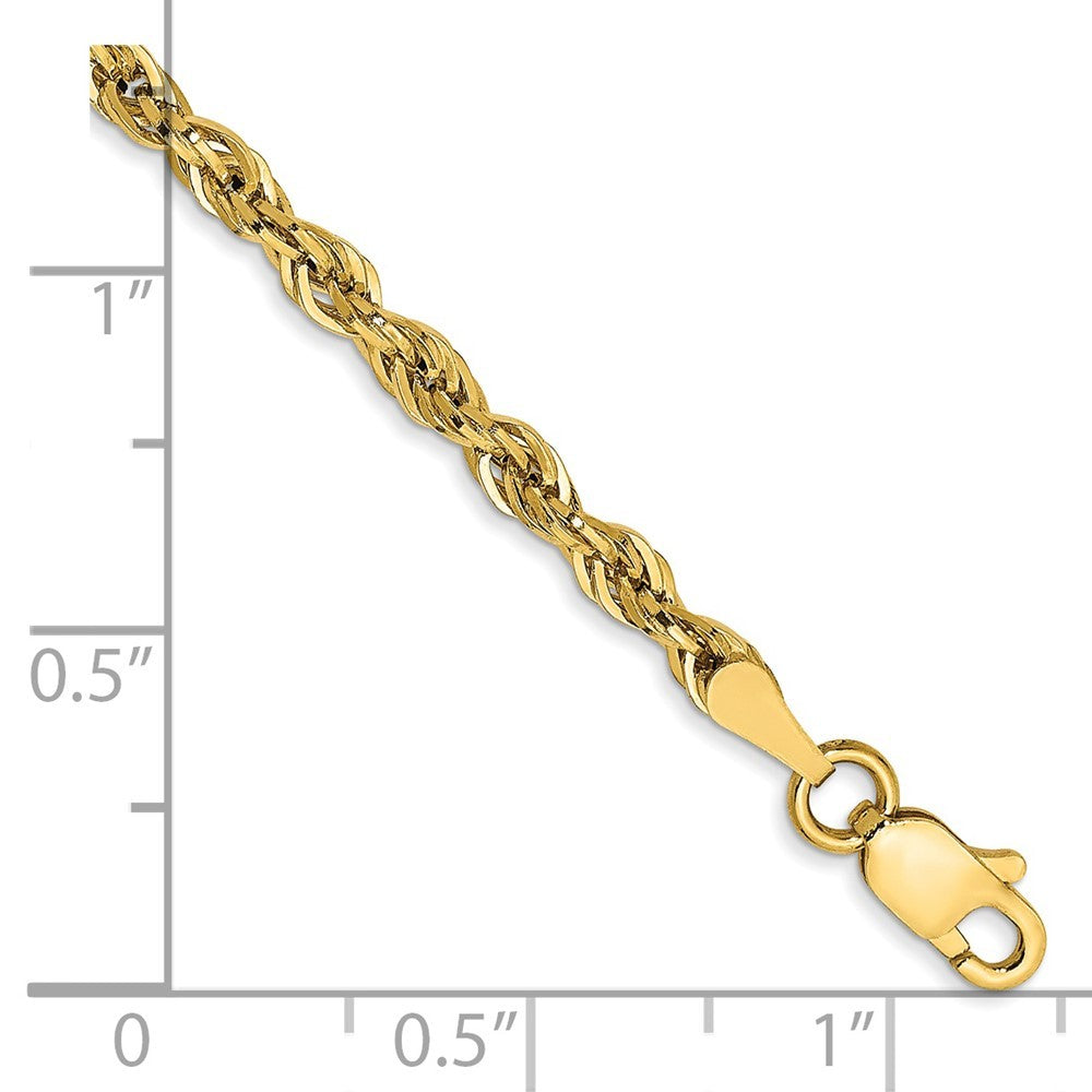 14k Yellow Gold 7 inch 2.8mm Semi Solid Rope Chain Bracelet