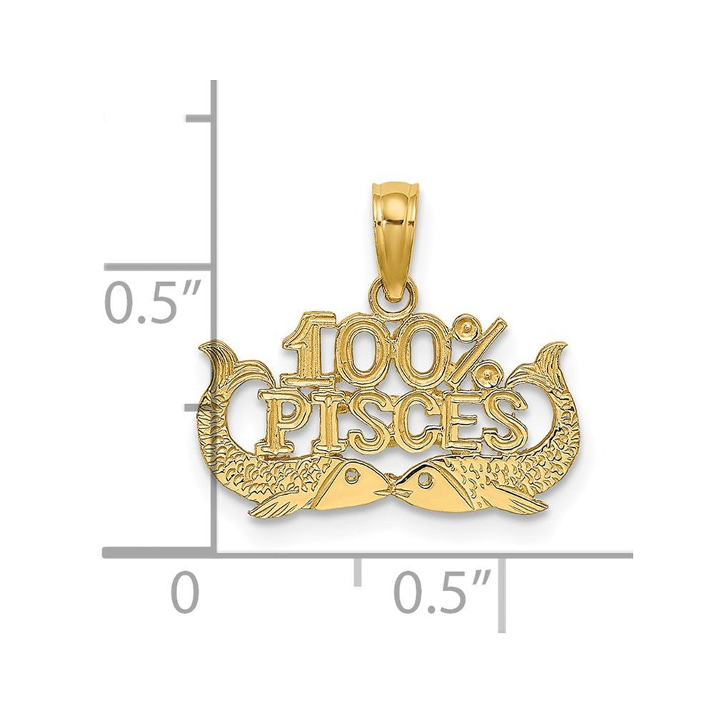 14k Yellow Gold 100% PISCES Zodiac Charm