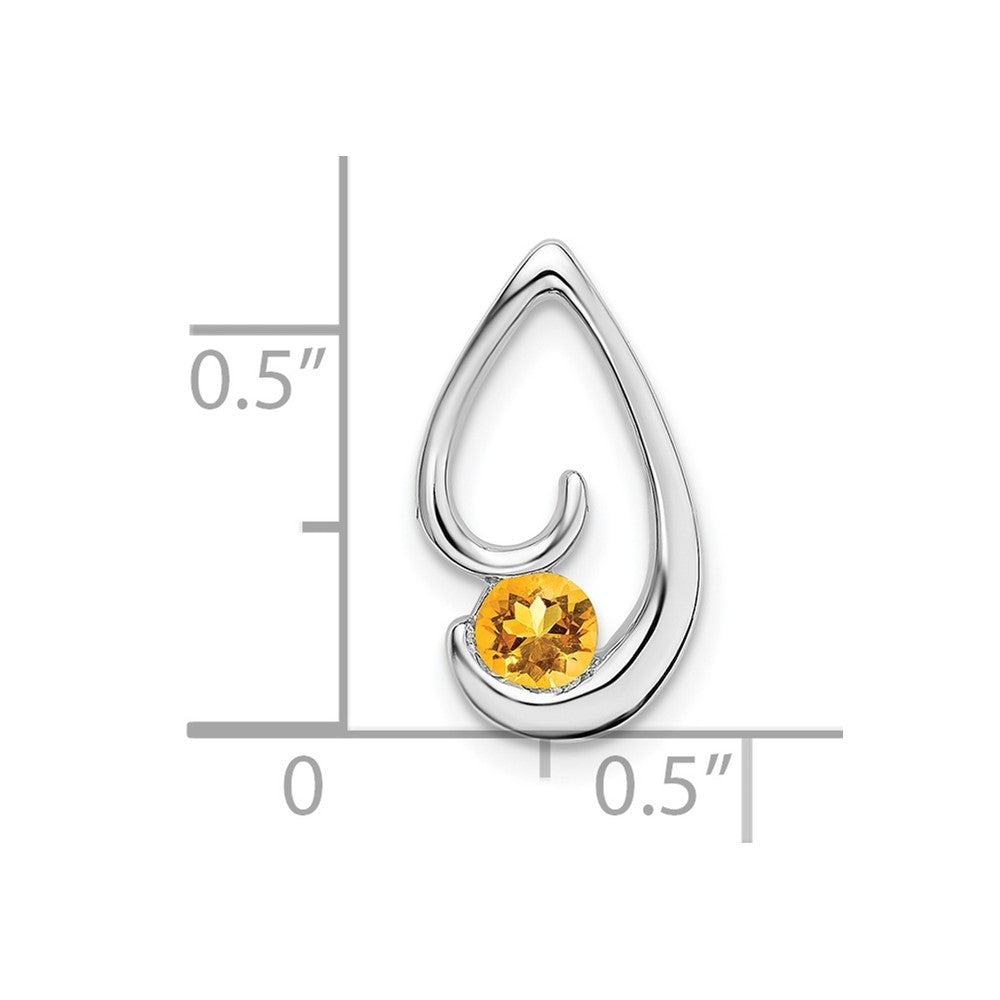 14k White Gold 4mm Round Citrine Teardrop Chain Slide