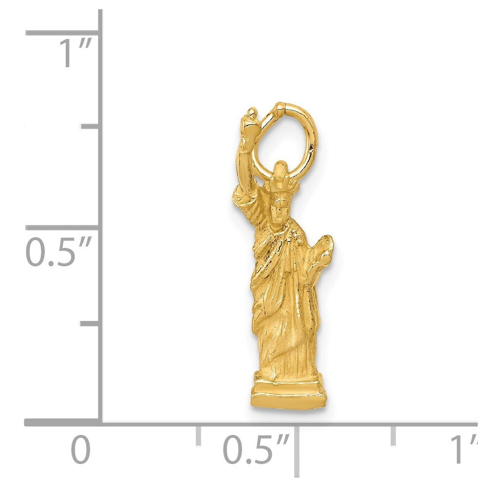 14k Yellow Gold 3D Statue Of Liberty Charm Pendant for Women