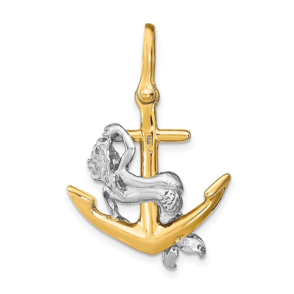 14K Two-Tone Gold 3-D Anchor and Mermaid Charm