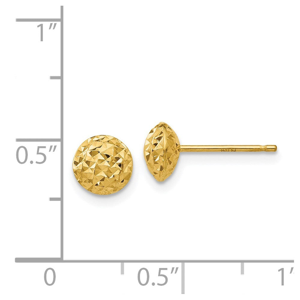14k Yellow Gold 6mm Puff Circle Stud Earrings Gift for Women