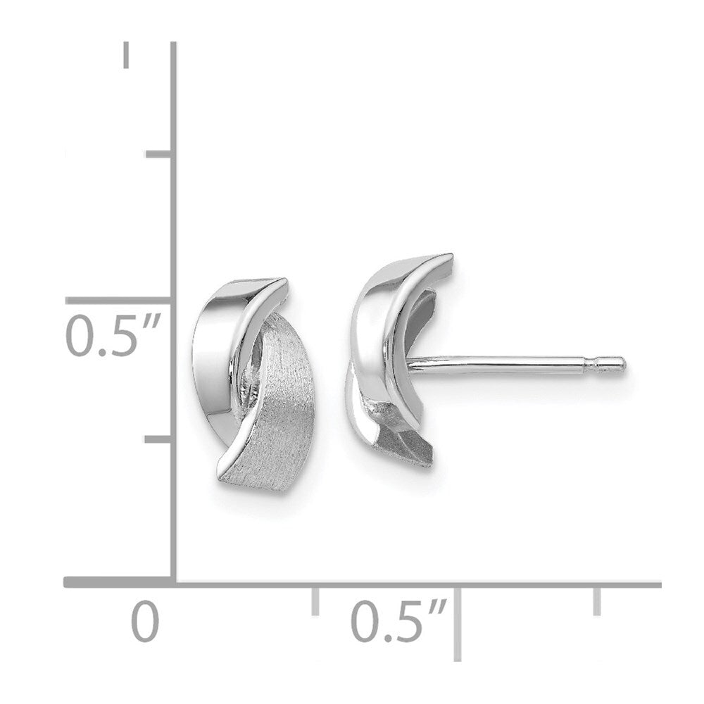 14k White Gold Polished & Satin Fancy Stud Earrings Gift for Women