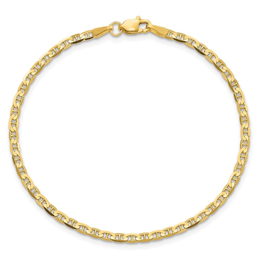 14k Yellow Gold 8 inch 2.4mm Concave Anchor Bracelet