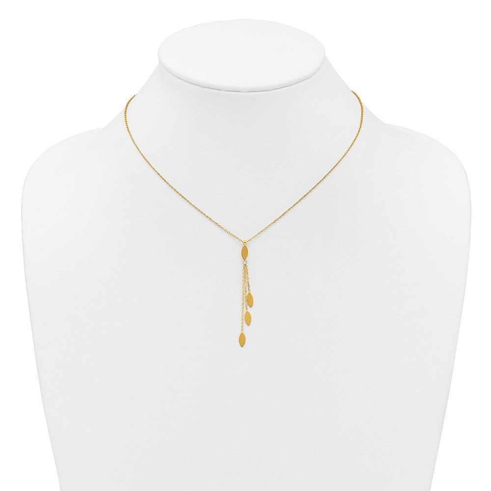 14k Yellow Gold Polished Oval 3-Dangles 16 inch with 2 inch Extender Necklace