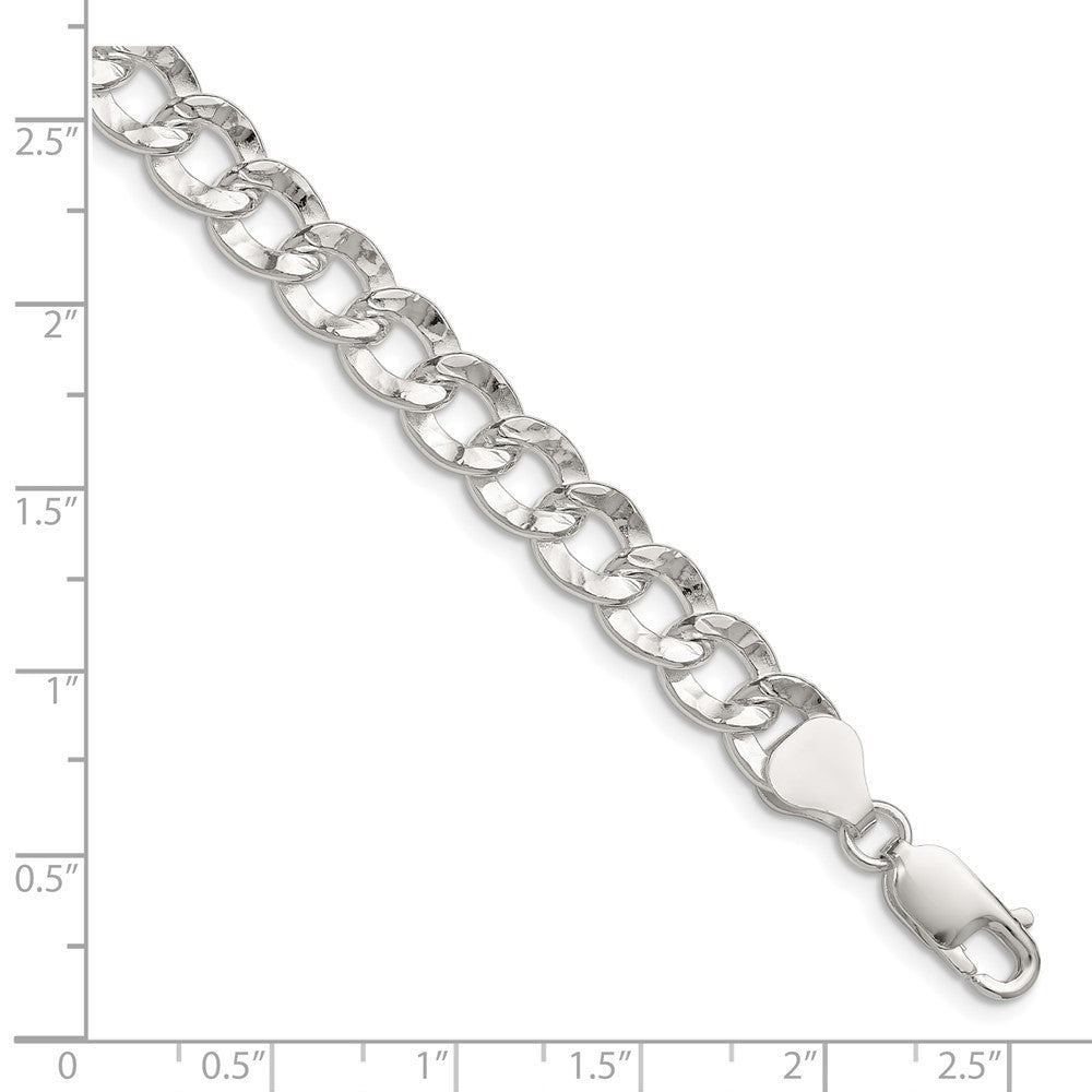 Sterling Silver 7.6mm Hammered Curb Chain Bracelet