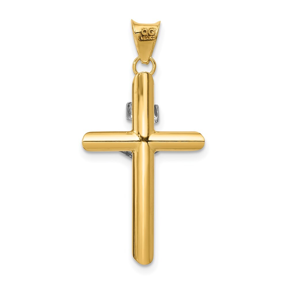 14k Two-tone Gold Polished Jesus Crucifix Pendant for Women