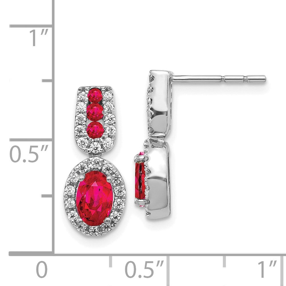 14k White Gold Diamond and Ruby Drop & Dangle Earrings