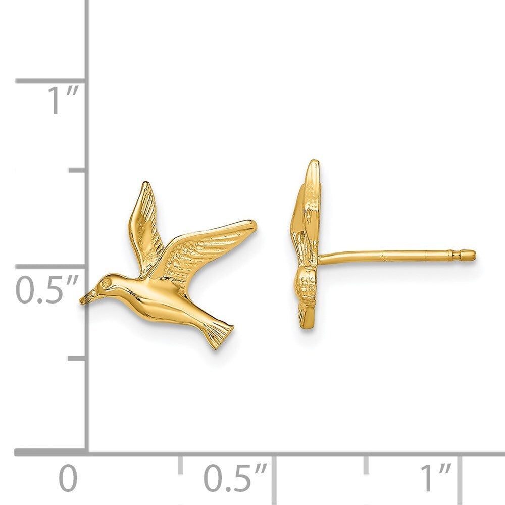 14k Yellow Gold Polished Seagull Stud Earrings Gift for Women
