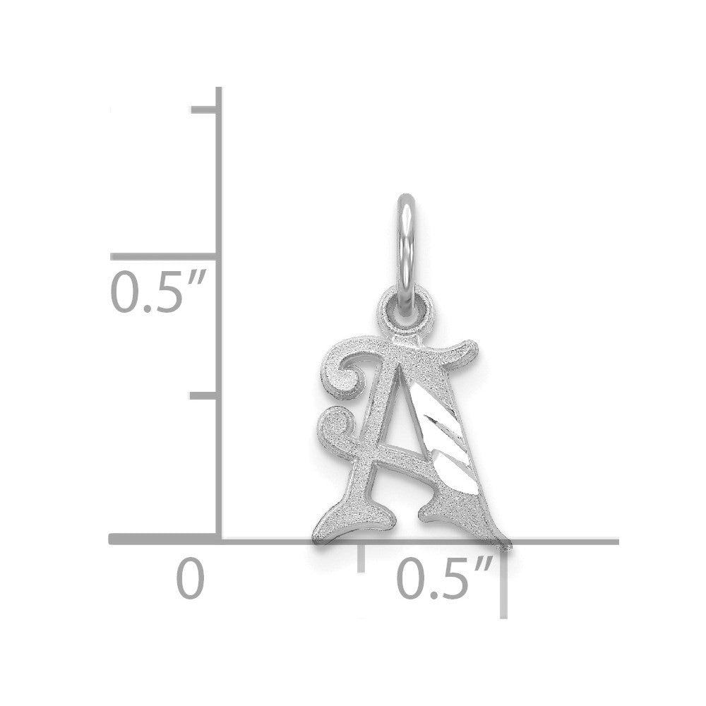 14K White Diamond-cut Letter A Initial Charm