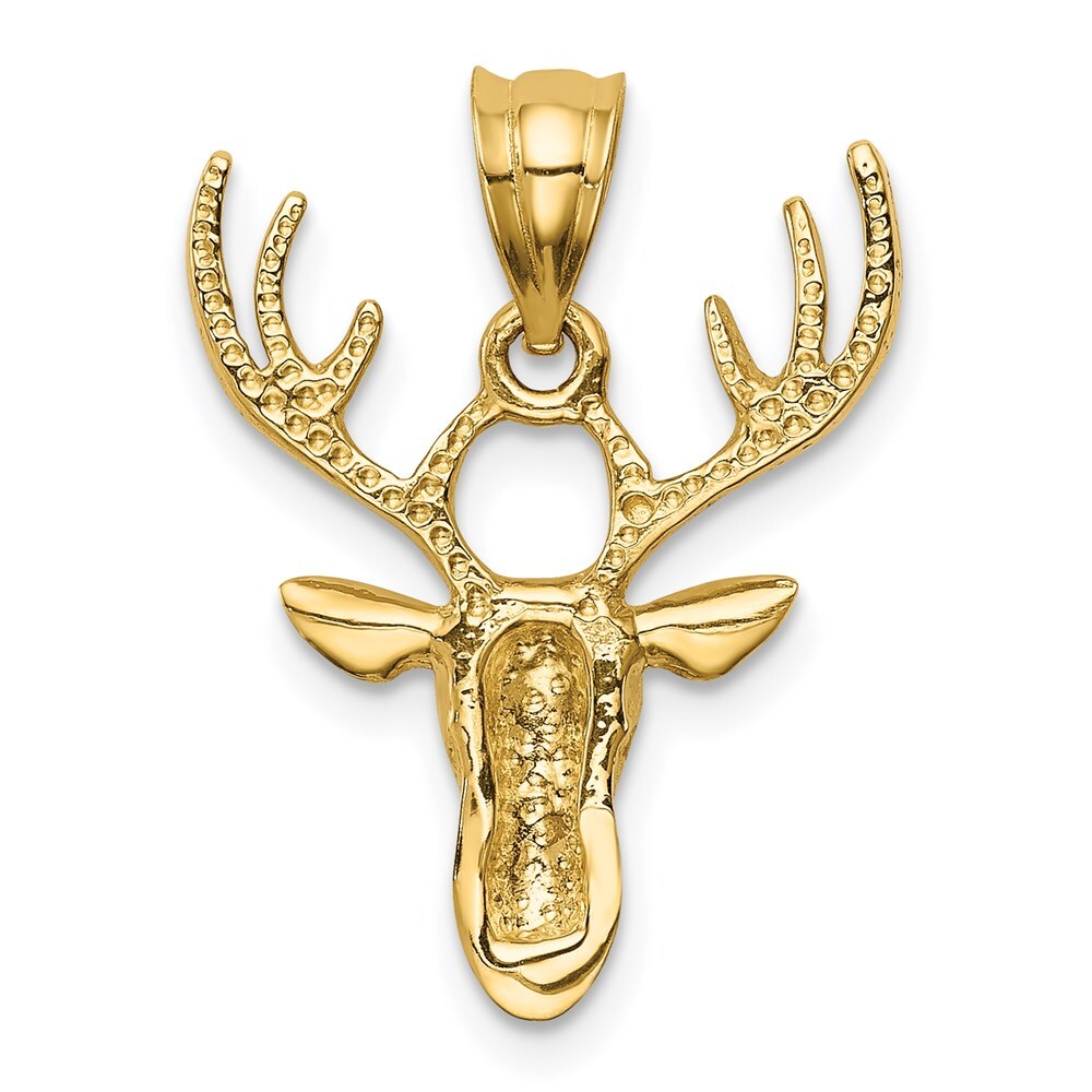 14k Yellow Gold Polished Deer Head Pendant for Women