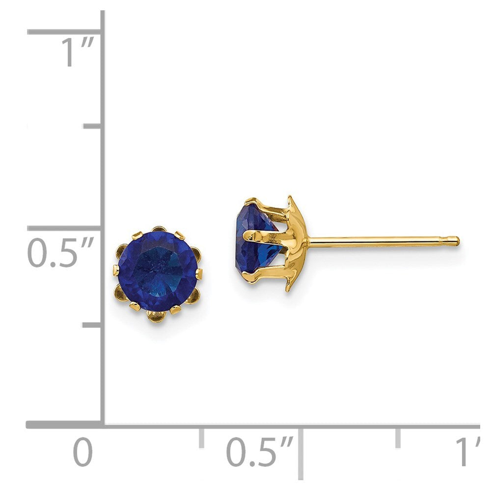14k Yellow Gold 5mm Cubic Zirconia Birthstone (Sep) Stud Earrings