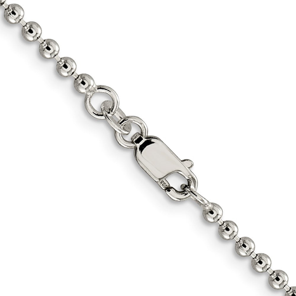 Sterling Silver 2.35mm Beaded Chain Necklace