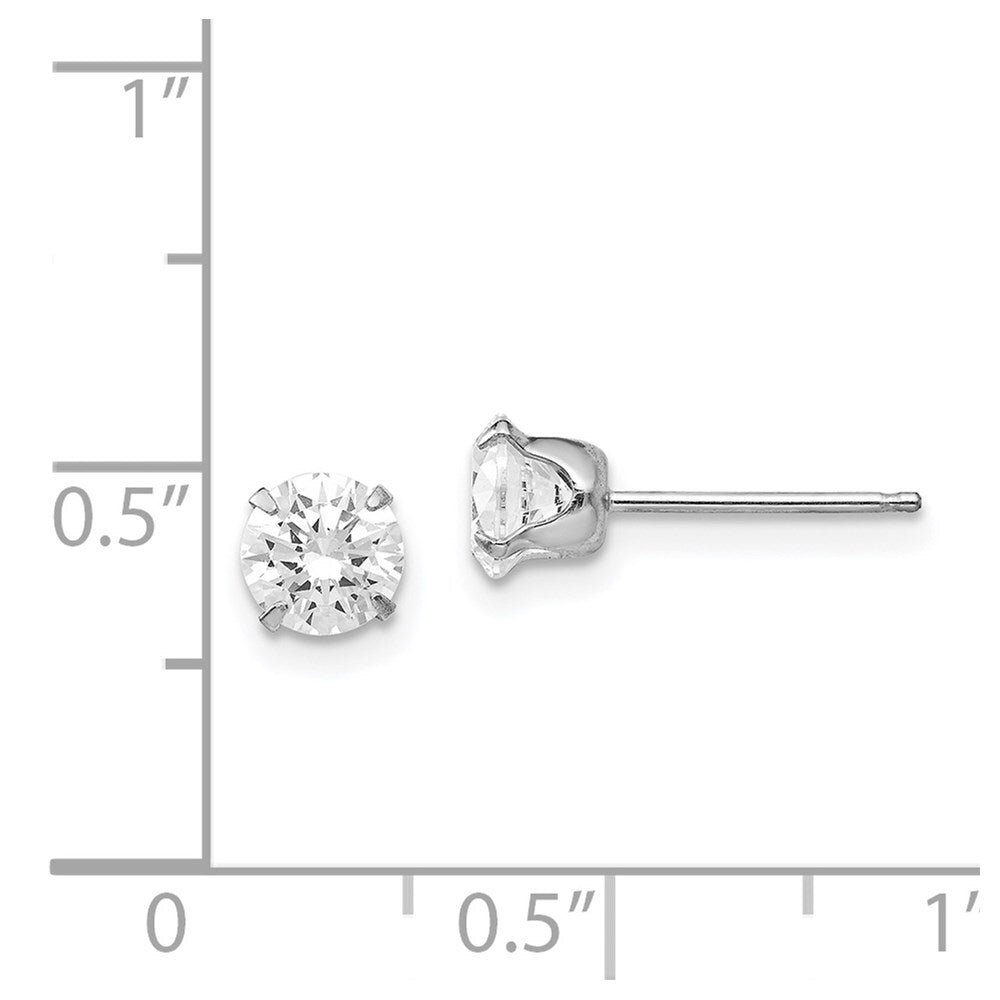 14k White Gold 5.25mm Cubic Zirconia Stud Earrings Gift for Women