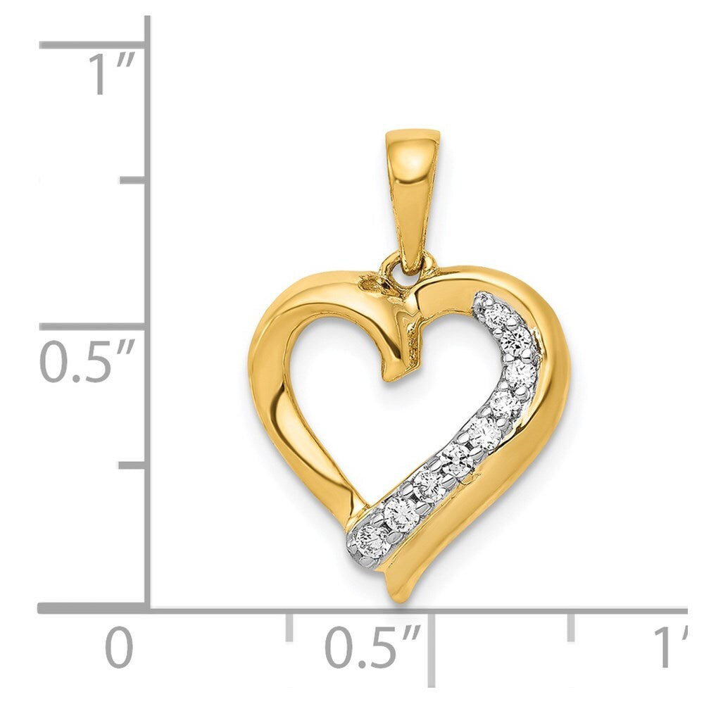 14k Yellow Gold 1/10ct. Diamond Heart Pendant for Women