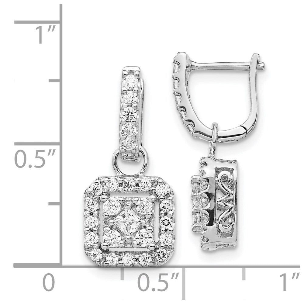 14k White Gold Diamond Hinged Drop & Dangle Earrings