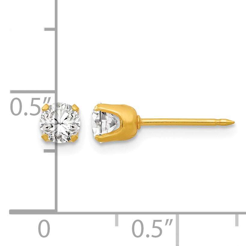 Inverness 14k 4.25mm CZ Post Piercing Earrings
