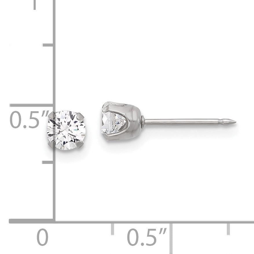Inverness Stainless Steel 4mm CZ Post Piercing Earrings