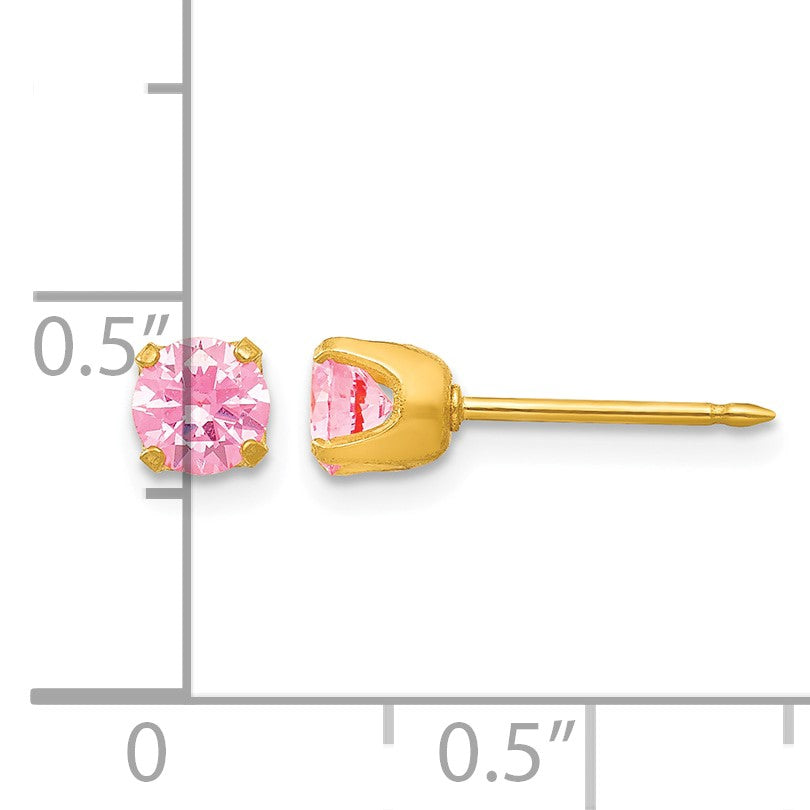 Inverness 14k 5mm Pink CZ Post Piercing Earrings