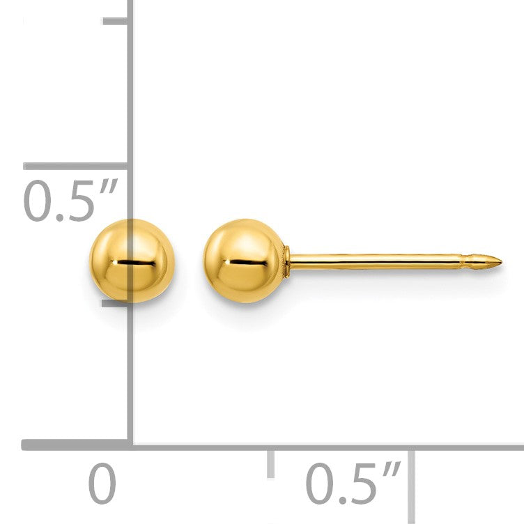 Inverness 14k Polished 4mm Ball Long Post Piercing Earrings