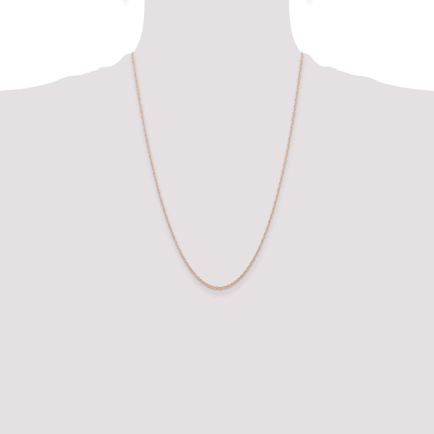 14K Rose Gold 24 inch Carded .6mm Cable Rope with Spring Ring Clasp Chain