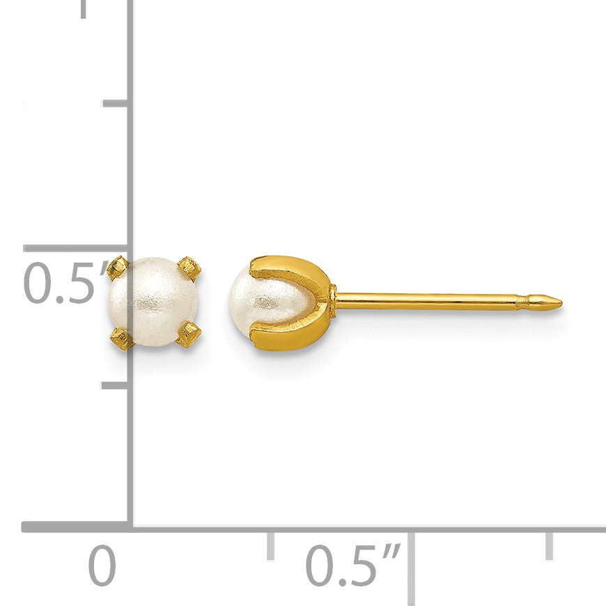 Inverness 14k 4mm Simulated Pearl Post Piercing Earrings