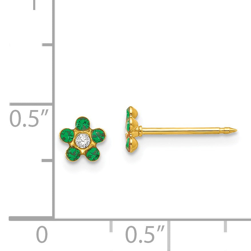 Inverness 14k May Green Crystal Birthstone Flower Post Piercing Earrings